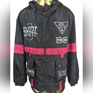 Men's Windbreaker Jacket Casual Zip Up Hoodie Medium